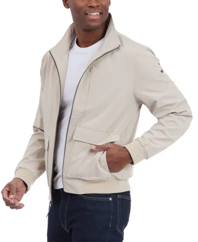 Michael Kors Men's Solid-color Stand-collar Hipster Jacket In Dune