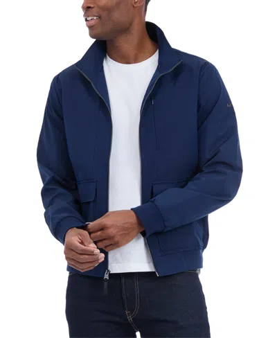 Michael Kors Men's Solid-color Stand-collar Hipster Jacket In Midnight Blue