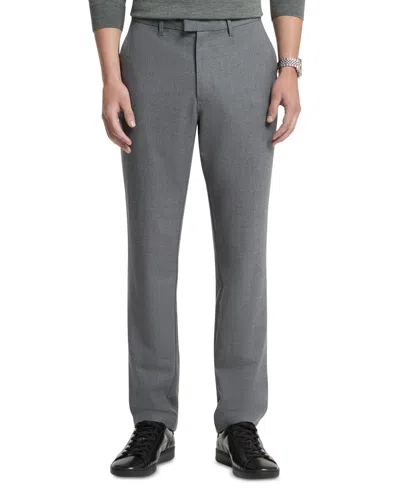 Michael Kors Men's Straight-fit Wool-blend Flat-front Finn Trousers, Created For Macy's In Gray