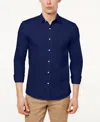 Michael Kors Slim Fit Long Sleeve Stretch Cotton Button Down Shirt In Midnight