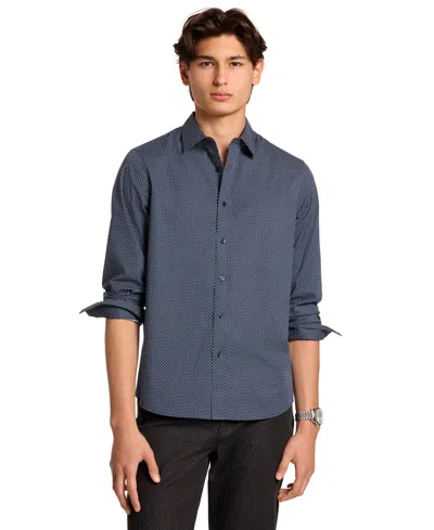 Michael Kors Men's Stretch Diamond Geo Shirt In Midnight