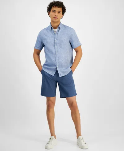 Michael Kors Men's Stretch Moisture-wicking Shorts In Dark Chambray