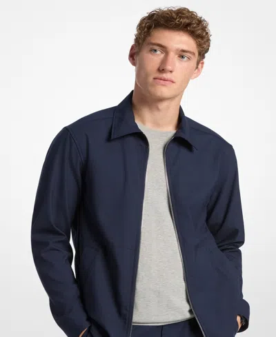 Michael Kors Men's Stretch Zip Shirt Jacket In Blue