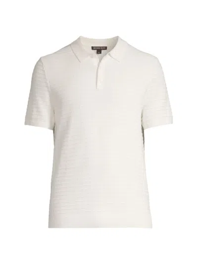 Michael Kors Men's Striped Tuck Stitch Polo Shirt In White