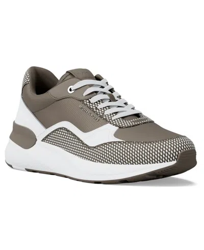 Michael Kors Men's Trevor Leather & Mesh Trainers In Brown