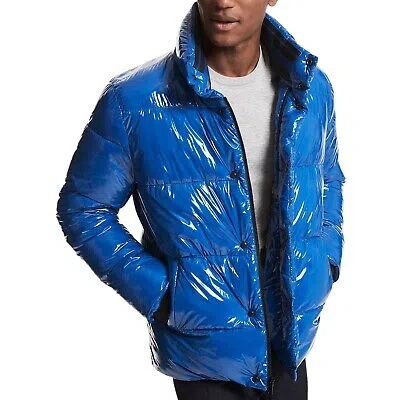 Pre-owned Michael Kors Men's True Blue Puffy Quilted Insulated Puffer Jacket $398