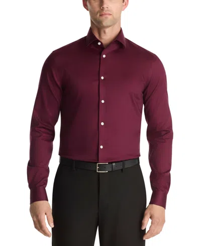 Michael Kors Men's Ultra Wrinkle Free Comfort Stretch Slim Fit Dress Shirt In Burgundy