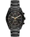 Michael Kors Men's Warren Quartz Chronograph Black Stainless Steel Watch 42mm In Black