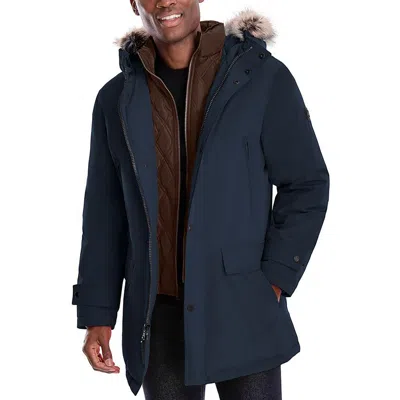 Michael Kors Mens 2-in-1 Polyester Parka Coat In Blue