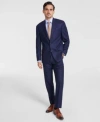 Michael Kors Mens Classic Fit Plaid Wool Blend Stretch Suit In Midnight