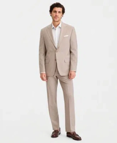 Michael Kors Mens Classic Fit Wool Blend Suit Separates In Tan Windowpane