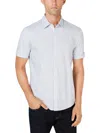Michael Kors Mens Collared Casual Button-down Shirt In Blue