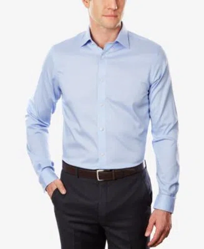 Michael Kors Mens Comfort Stretch Dress Shirt Regular Slim Fit In Blue