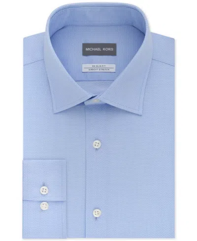 Michael Kors Men's Slim Fit Airsoft Performance Non-iron Dress Shirt In Light Blue