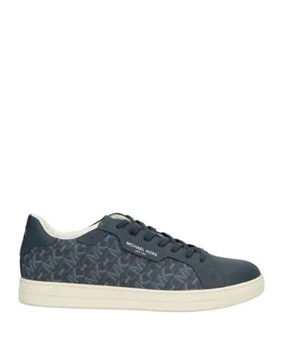 Michael Kors Mens Man Sneakers Navy Size 9 Leather, Textile Fibers In Blue