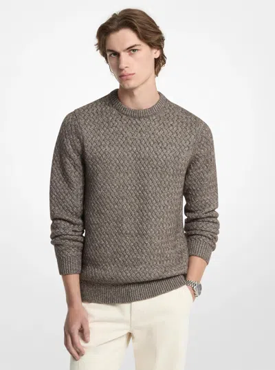Michael Kors Mens Michael Kors Crosshatch Cotton Blend Sweater In Brown In Gray