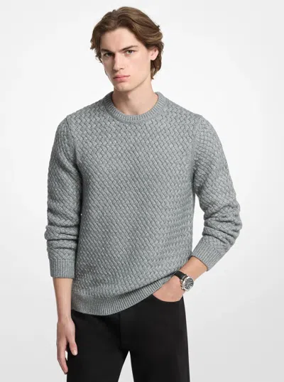 Michael Kors Mens Michael Kors Crosshatch Cotton Blend Sweater In Grey In Gray