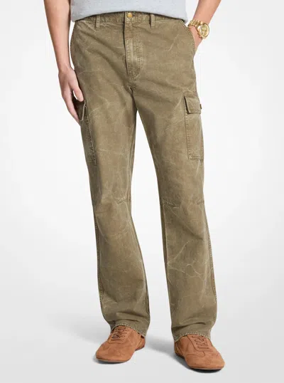 Michael Kors Mens Michael Kors Garment-dyed Denim Cargo Pants In Green