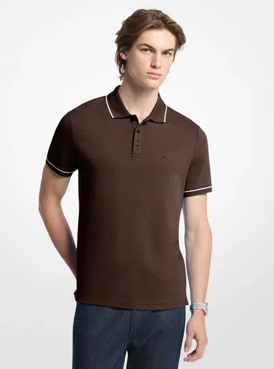 Michael Kors Mens Michael Kors Gramercy Cotton Polo Shirt In Brown
