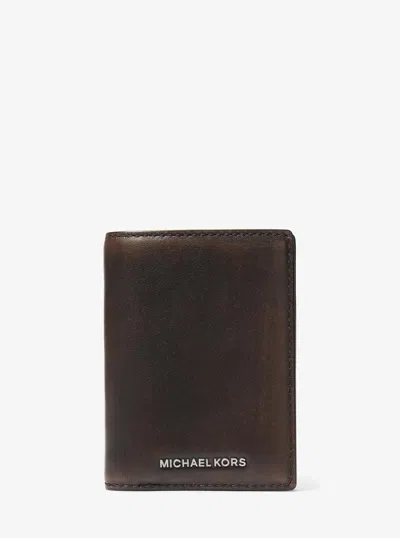 Michael Kors Mens Michael Kors Hudson Leather Folio Card Case In Brown