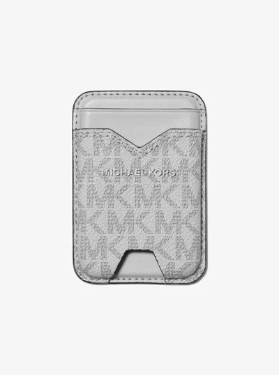 Michael Kors Mens Michael Kors Hudson Signature Logo Magsafe Wallet In Silver