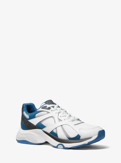 Michael Kors Mens Michael Kors Leo Mixed-media Trainer In Blue