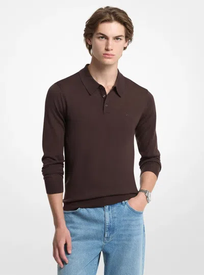 Michael Kors Mens Michael Kors Merino Wool Polo Sweater In Brown