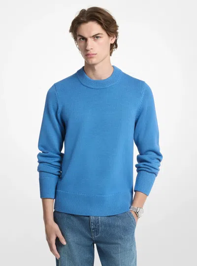 Michael Kors Mens Michael Kors Ribbed Wool Crewneck Sweater In Blue