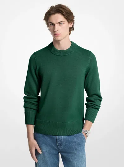 Michael Kors Mens Michael Kors Ribbed Wool Crewneck Sweater In Green