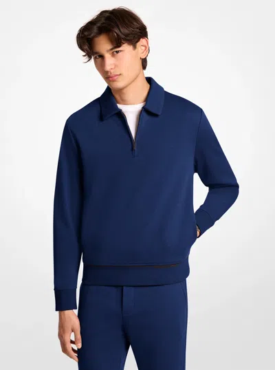 Michael Kors Mens Michael Kors Terry Cotton Blend Polo Sweater In Blue