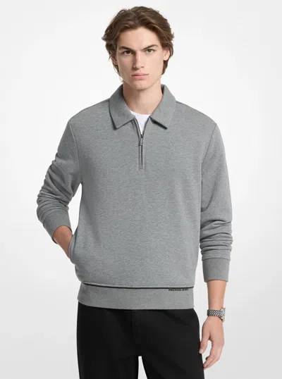 Michael Kors Mens Michael Kors Terry Cotton Blend Polo Sweater In Grey
