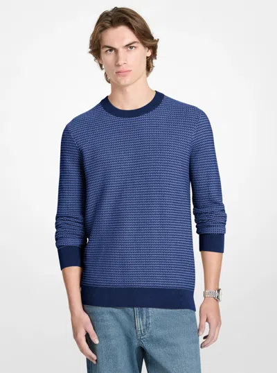 Michael Kors Mens Michael Kors Textured Cotton Sweater In Blue In Multi