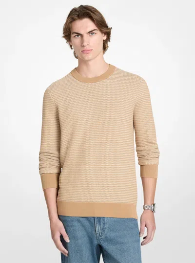 Michael Kors Mens Michael Kors Textured Cotton Sweater In Brown In Multi