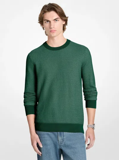 Michael Kors Mens Michael Kors Textured Cotton Sweater In Green In Multi