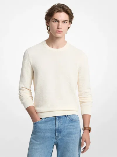 Michael Kors Mens Michael Kors Textured Cotton Sweater In Natural In Neutral