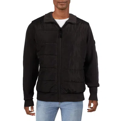 Michael Kors Mens Mixed Media Quilted Puffer Jacket In Pink