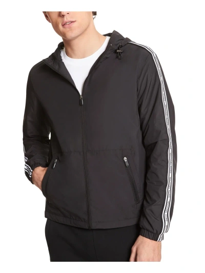 Michael Kors Mens Packable Lightweight Windbreaker Jacket In Black