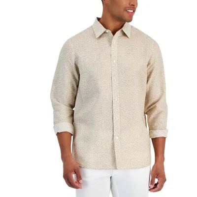 Michael Kors Mens Printed Linen Button-down Shirt In Green