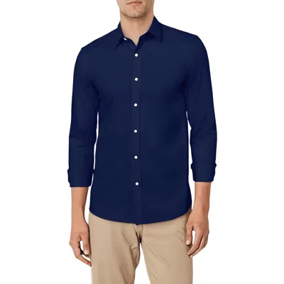 Michael Kors Mens Solid Cotton Button-down Shirt In Blue