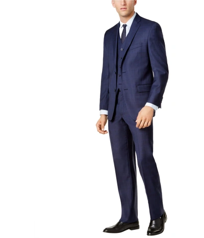 Pre-owned Michael Kors Mens Tonal Plaid Formal Tuxedo In Blue