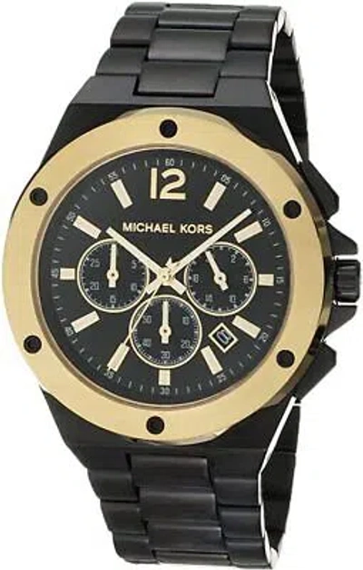 Pre-owned Michael Kors Mens Wristwatch  Lennox Mk8941 Chrono Stainless Steel Black