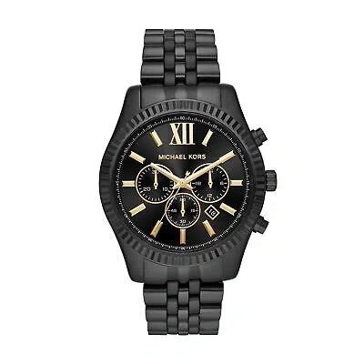 Pre-owned Michael Kors Mens Wristwatch  Lexington Mk8603 Chrono Stainless Steel Black