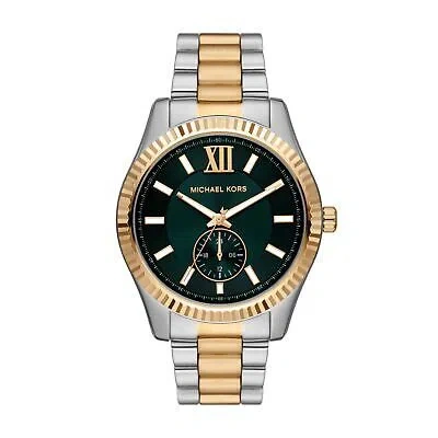 Pre-owned Michael Kors Mens Wristwatch  Lexington Mk9063 Stainless Steel Golden Green