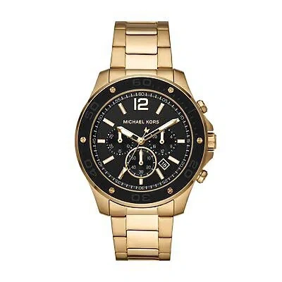 Pre-owned Michael Kors Mens Wristwatch  Nolan Mk9068 Chrono Stainless Steel Golden Black