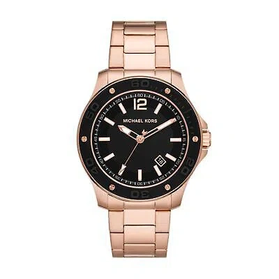 Pre-owned Michael Kors Mens Wristwatch  Nolan Mk9098 Stainless Steel Gold Rose Black