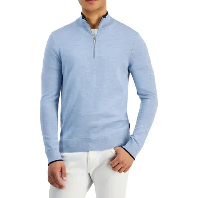 Michael Kors Mens Zipper Extra Fine Merino Wool Mock Turtleneck Sweater In Multi