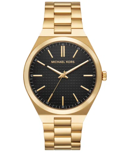 Michael Kors Men'sâ Lennox Three-hand Gold-tone Stainless Steel Watch, 43mm