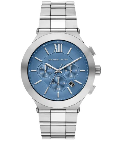 MICHAEL KORS MEN'SÂ BILLIE CHRONOGRAPH SILVER-TONE STAINLESS STEEL WATCH, 44MM