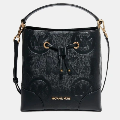 Pre-owned Michael Kors Mercer Drawstring Messanger Bag In Black