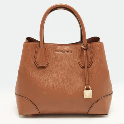 Pre-owned Michael Kors Mercer Gallery Small Brown Faux Leather Tote